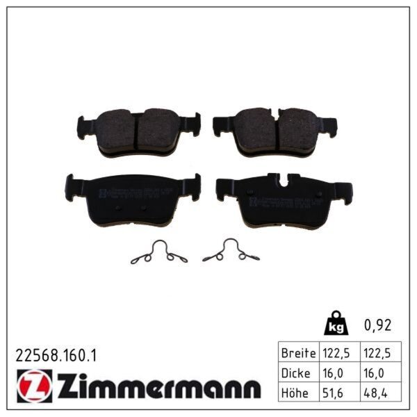 ZIMMERMANN 22568.160.1 Bremsbelagsatz, Scheibenbremse