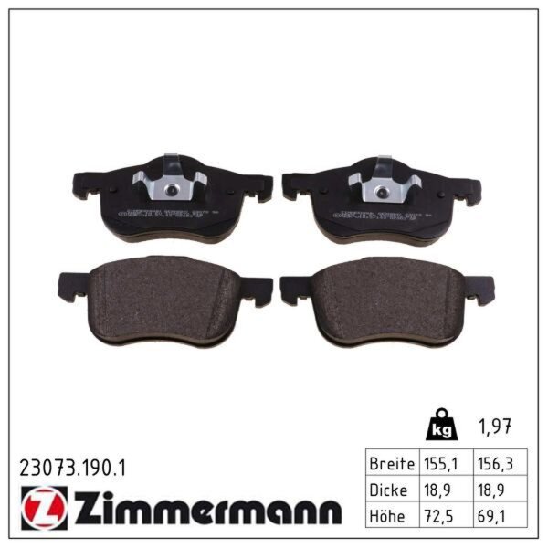 ZIMMERMANN 23073.190.1 Bremsbelagsatz, Scheibenbremse