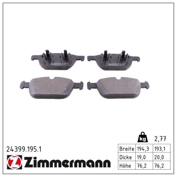ZIMMERMANN 24399.195.1 Bremsbelagsatz, Scheibenbremse