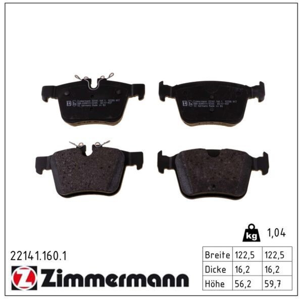 ZIMMERMANN 22141.160.1 Bremsbelagsatz, Scheibenbremse