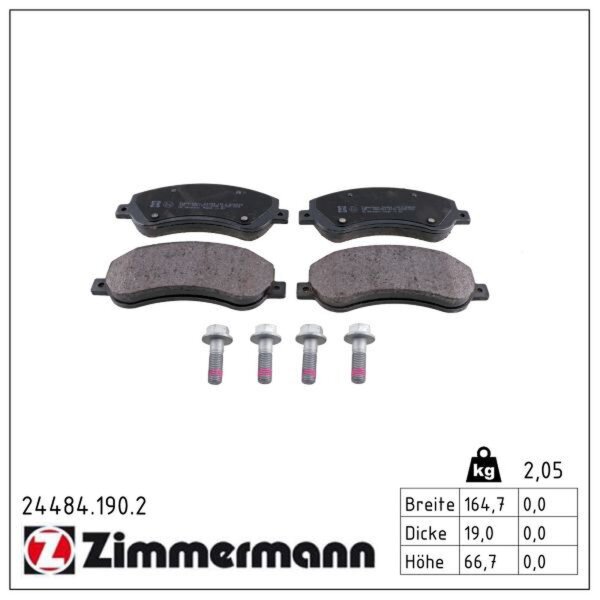 ZIMMERMANN 24484.190.2 Bremsbelagsatz, Scheibenbremse