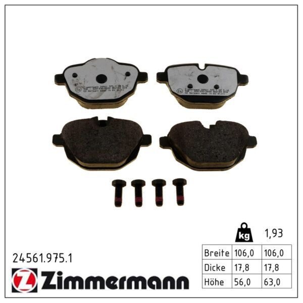 ZIMMERMANN 24561.975.1 Bremsbelagsatz, Scheibenbremse