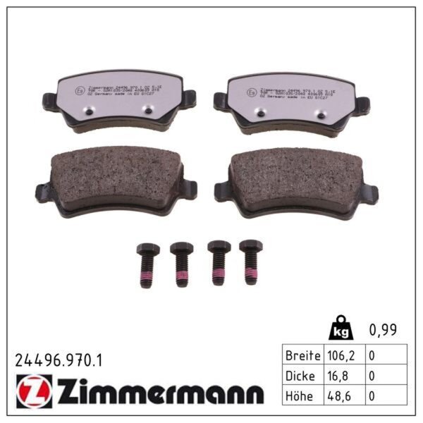 ZIMMERMANN 24496.970.1 Bremsbelagsatz, Scheibenbremse