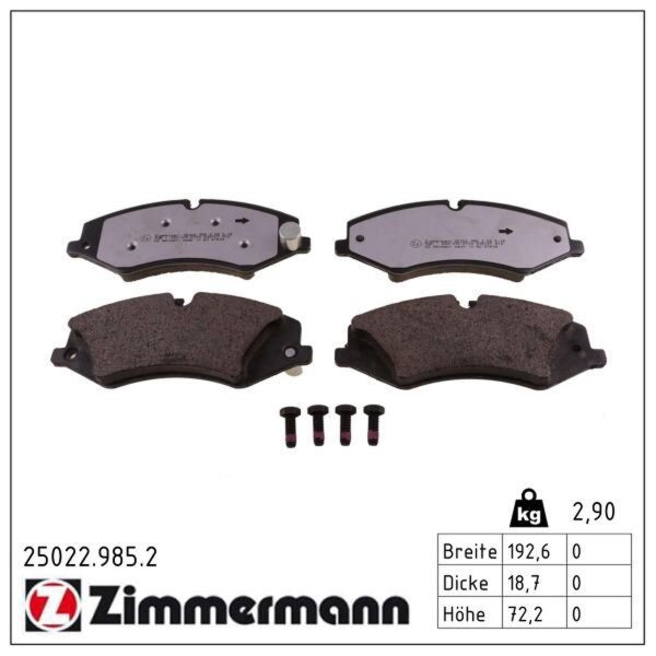 ZIMMERMANN 25022.985.2 Bremsbelagsatz, Scheibenbremse