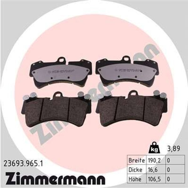 ZIMMERMANN 23693.965.1 Bremsbelagsatz, Scheibenbremse