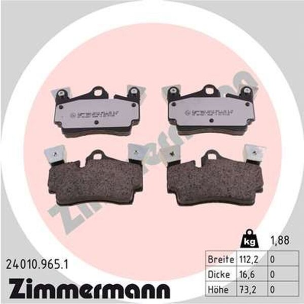 ZIMMERMANN 24010.965.1 Bremsbelagsatz, Scheibenbremse