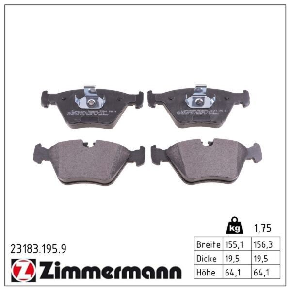 ZIMMERMANN 23183.195.9 Bremsbelagsatz, Scheibenbremse