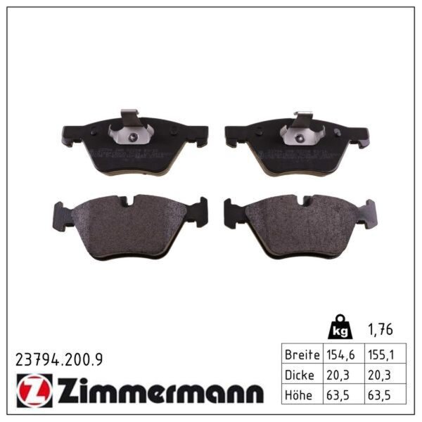 ZIMMERMANN 23794.200.9 Bremsbelagsatz, Scheibenbremse