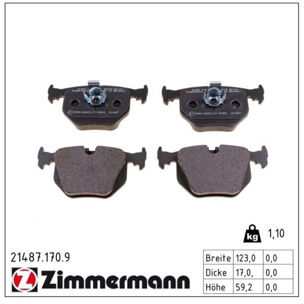 ZIMMERMANN 21487.170.9 Bremsbelagsatz, Scheibenbremse