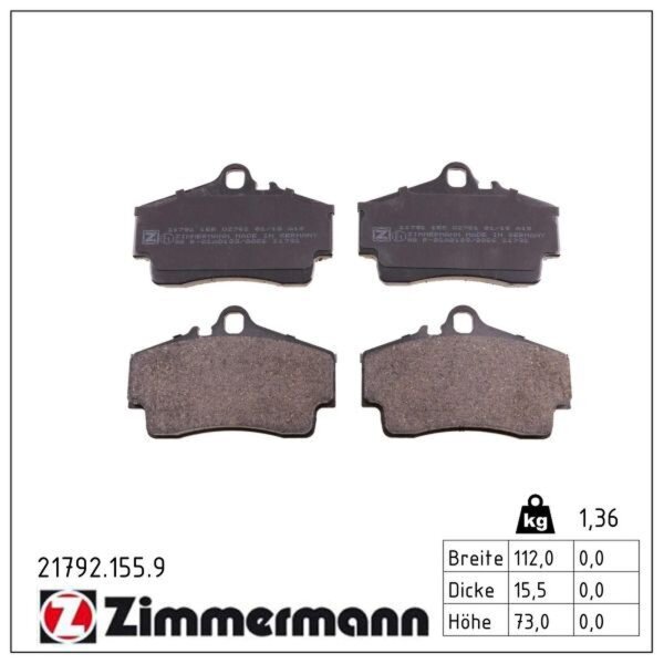 ZIMMERMANN 21792.155.9 Bremsbelagsatz, Scheibenbremse