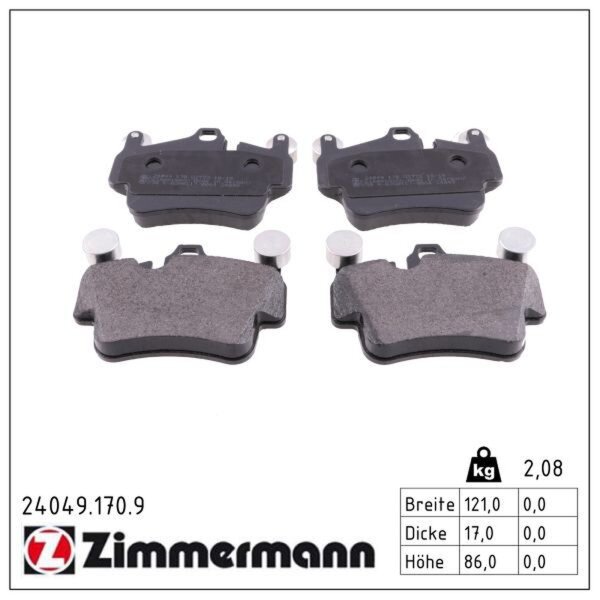ZIMMERMANN 24049.170.9 Bremsbelagsatz, Scheibenbremse
