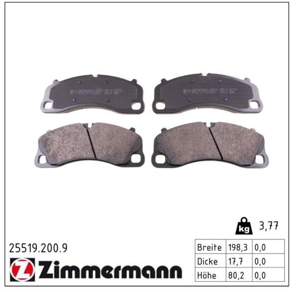 ZIMMERMANN 25519.200.9 Bremsbelagsatz, Scheibenbremse