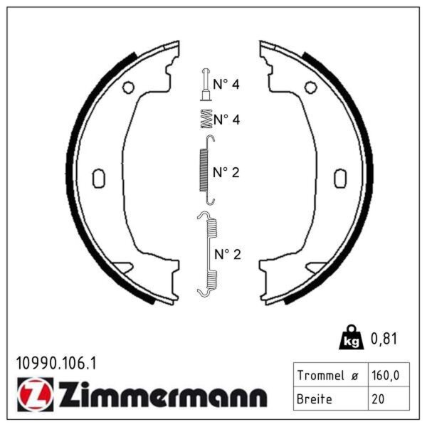 ZIMMERMANN 10990.106.1 Bremsbackensatz, Feststellbremse