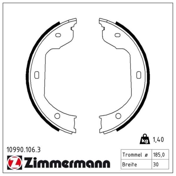 ZIMMERMANN 10990.106.3 Bremsbackensatz, Feststellbremse