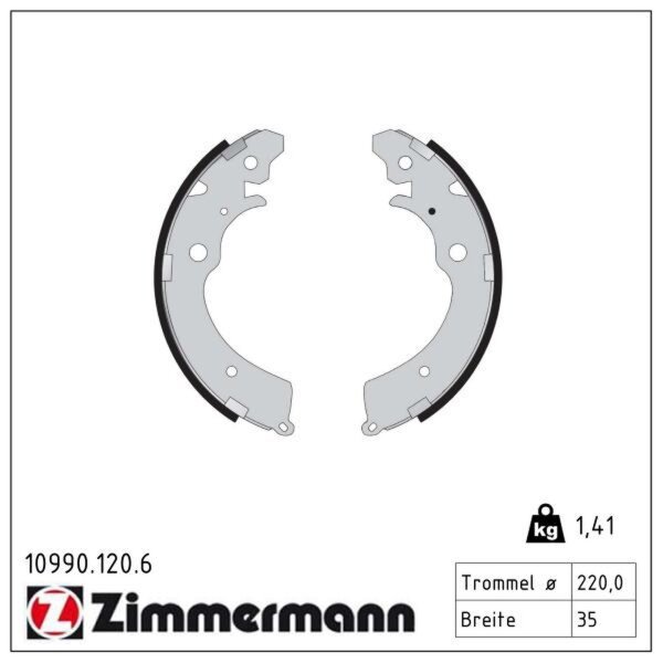 ZIMMERMANN 10990.120.6 Bremsbackensatz