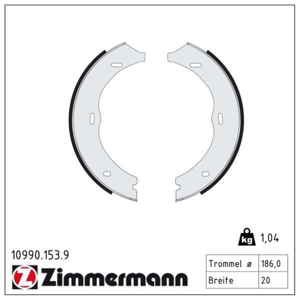 ZIMMERMANN 10990.153.9 Bremsbackensatz, Feststellbremse