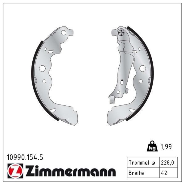 ZIMMERMANN 10990.154.5 Bremsbackensatz