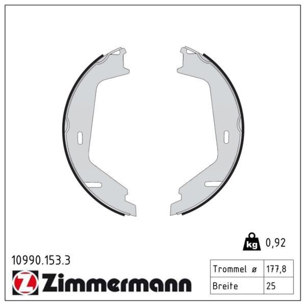 ZIMMERMANN 10990.153.3 Bremsbackensatz, Feststellbremse