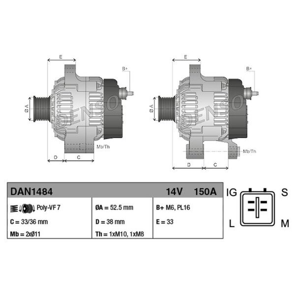 DENSO DAN1484 Generator