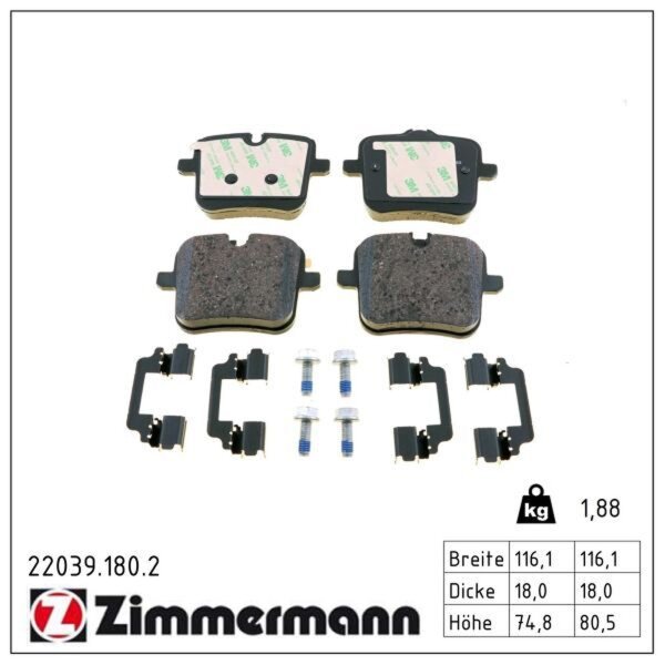 ZIMMERMANN 22039.180.2 Bremsbelagsatz, Scheibenbremse