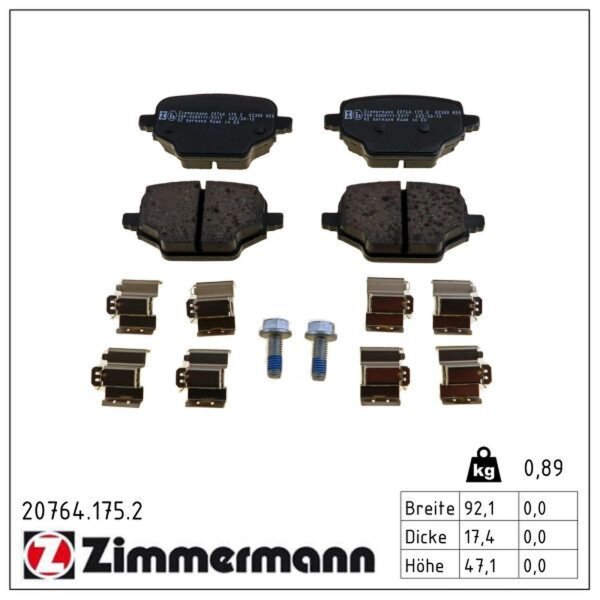 ZIMMERMANN 20764.175.2 Bremsbelagsatz, Scheibenbremse