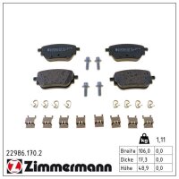 ZIMMERMANN 22986.170.2 Bremsbelagsatz, Scheibenbremse