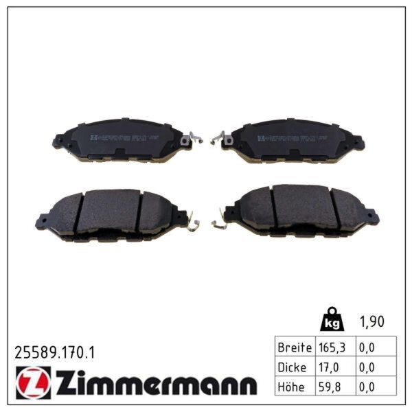 ZIMMERMANN 25589.170.1 Bremsbelagsatz, Scheibenbremse