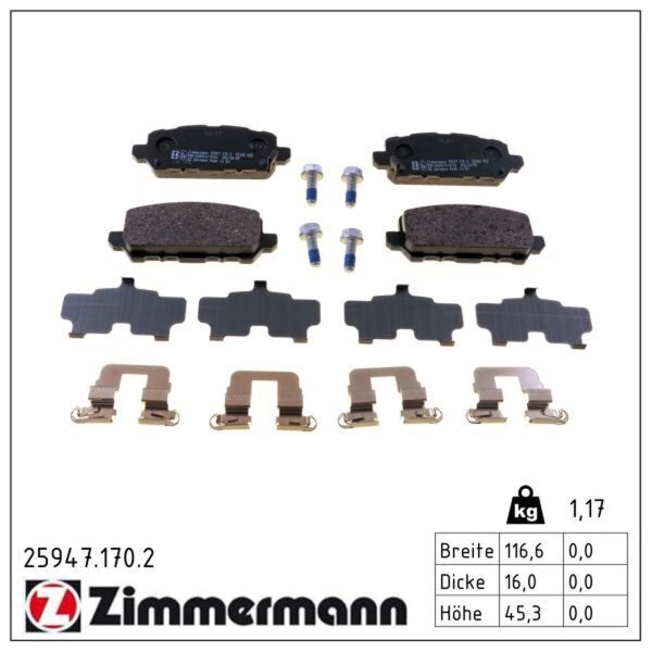 ZIMMERMANN 25947.170.2 Bremsbelagsatz, Scheibenbremse