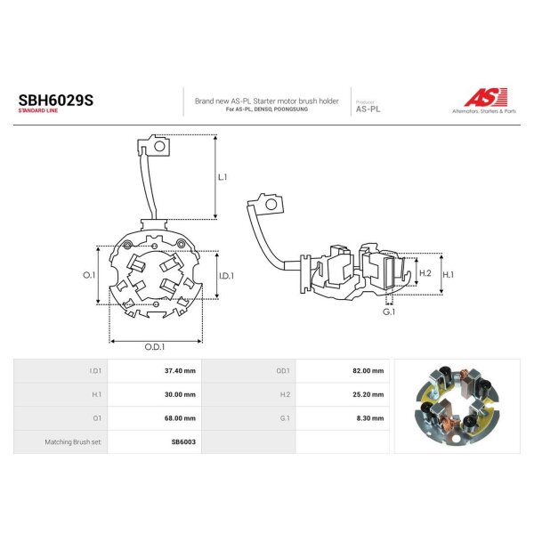 AS-PL SBH6029S Halter, Kohlebürsten