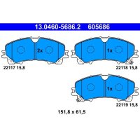 ATE 13.0460-5686.2 Bremsbelagsatz, Scheibenbremse