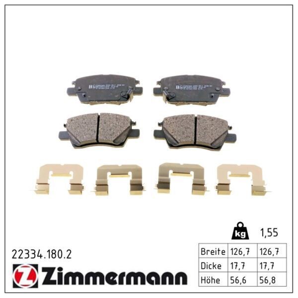ZIMMERMANN 22334.180.2 Bremsbelagsatz, Scheibenbremse