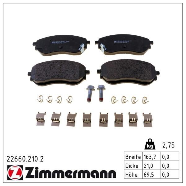 ZIMMERMANN 22660.210.2 Bremsbelagsatz, Scheibenbremse