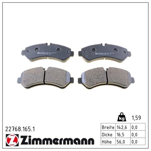 ZIMMERMANN 22768.165.1 Bremsbelagsatz, Scheibenbremse