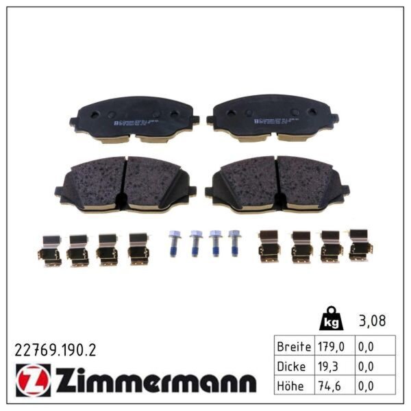 ZIMMERMANN 22769.190.2 Bremsbelagsatz, Scheibenbremse