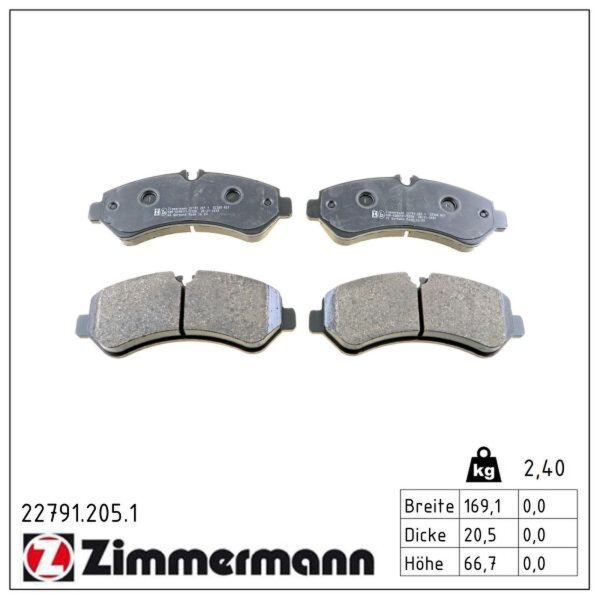 ZIMMERMANN 22791.205.1 Bremsbelagsatz, Scheibenbremse