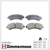 ZIMMERMANN 22791.205.1 Bremsbelagsatz, Scheibenbremse
