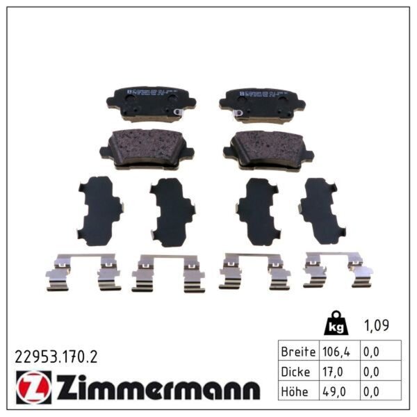 ZIMMERMANN 22953.170.2 Bremsbelagsatz, Scheibenbremse