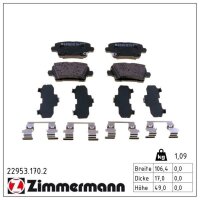 ZIMMERMANN 22953.170.2 Bremsbelagsatz, Scheibenbremse