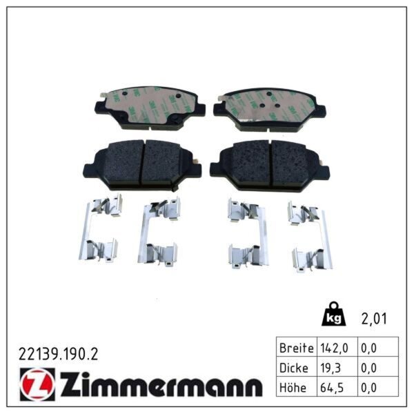 ZIMMERMANN 22139.190.2 Bremsbelagsatz, Scheibenbremse