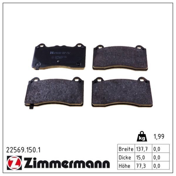 ZIMMERMANN 22569.150.1 Bremsbelagsatz, Scheibenbremse
