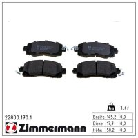 ZIMMERMANN 22800.170.1 Bremsbelagsatz, Scheibenbremse