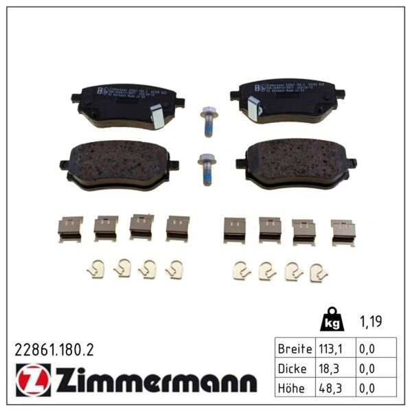 ZIMMERMANN 22861.180.2 Bremsbelagsatz, Scheibenbremse