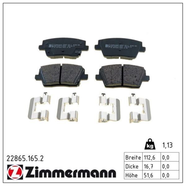 ZIMMERMANN 22865.165.2 Bremsbelagsatz, Scheibenbremse