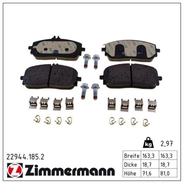 ZIMMERMANN 22944.185.2 Bremsbelagsatz, Scheibenbremse