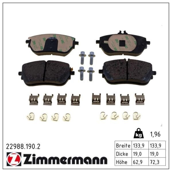 ZIMMERMANN 22988.190.2 Bremsbelagsatz, Scheibenbremse