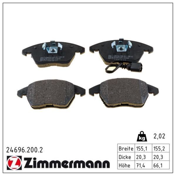 ZIMMERMANN 24696.200.2 Bremsbelagsatz, Scheibenbremse