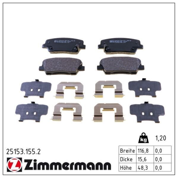 ZIMMERMANN 25153.155.2 Bremsbelagsatz, Scheibenbremse