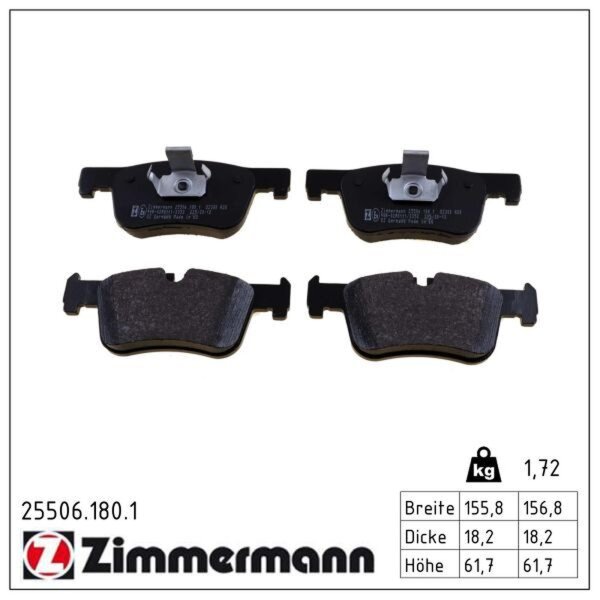 ZIMMERMANN 25506.180.1 Bremsbelagsatz, Scheibenbremse
