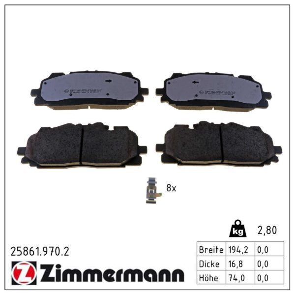ZIMMERMANN 25861.970.2 Bremsbelagsatz, Scheibenbremse