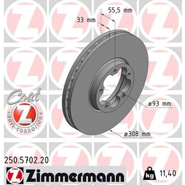 ZIMMERMANN 250.5702.20 Bremsscheibe